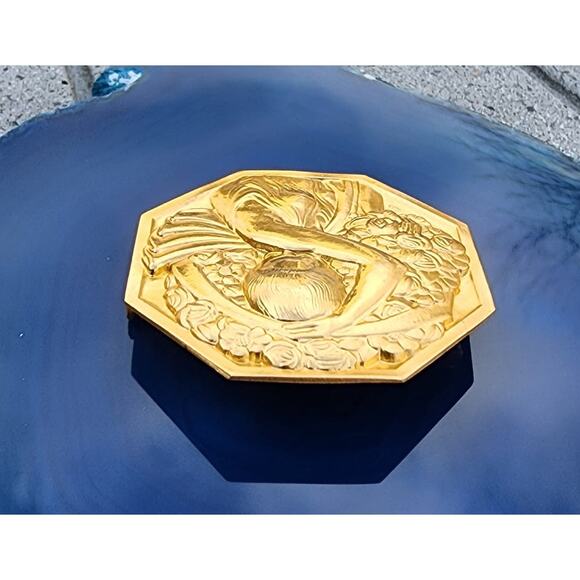 Pierre Turin Porteuse de Fleurs Gilded Bronze Art Deco Medallion Brooch - Picture 4 of 9